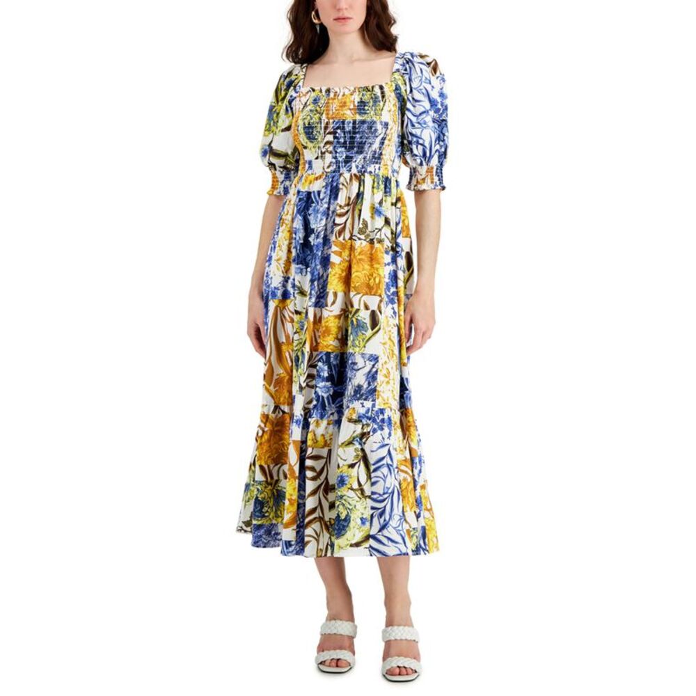 INC International Concepts Puff Sleeve Print Dress